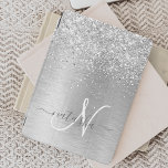 Protection iPad Mini Parties scintillant en métal brossé argenté Nom du<br><div class="desc">Personnalisez facilement ce design chic et branché de couverture ipad avec une jolie parties scintillant brillante en argent sur un arrière - plan métallique brossé en argent.</div>