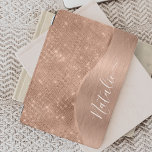 Protection iPad Mini Parties scintillant métal Rose or personnalisé<br><div class="desc">Personnalisez facilement cette couverture iPad à motif rose or brossé métal et faux parties scintillant glamour avec votre propre nom personnalisé.</div>
