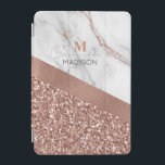 Protection iPad Mini Parties scintillant or rose et monogramme en marbr<br><div class="desc">Parties scintillant or rose et marbre étincelant Monogramme design prêt à personnaliser avec un modèle pour vous nom et initiale. Si vous souhaitez modifier la couleur ou le style de la police,  cliquez sur l'onglet personnaliser à la fin du modèle.</div>
