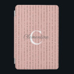Protection iPad Mini Parties scintillant rose rose vierge or rayures Mo<br><div class="desc">Bleu Rose Rose Gold Parties scintillant Stripes Couvre-monogramme avec bandes de parties scintillant rose en or faux et espace pour votre monogramme et nom personnalisés. Facile à customiser avec du texte, des polices et des couleurs. Créé par le designer pro Zazzle BK Thompson © exclusivement pour Cedar et String; veuillez...</div>