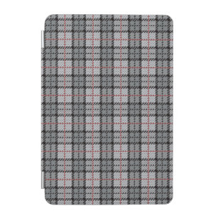 Protection iPad Mini Plaid de pixel dans le gris avec la rayure rouge