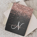 Protection iPad Mini Rose personnalisé Parties scintillant or noir Étin<br><div class="desc">Personnalisez facilement ce design élégant et branché de couverture iPad avec une jolie parties scintillant brillante en or rose sur un arrière - plan métallique brossé noir.</div>