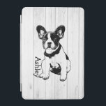 Protection iPad Mini Sélection personnalisée de chiot de bouledogue<br><div class="desc">Graphique mignon d'un pavot de bouledogue français contre la conception en bois rustique d'arrière - plan avec le texte/nom/initiale/monogramme personnalisables. Vous pouvez supprimer le fond d'image et facilement ajouter quelque couleur vous aimiez : Cliquez sur dessus la personnaliser qu'il le button> en haut cliquent sur dessus Edit > le menu...</div>