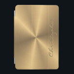 Protection iPad Mini Texture radiale métallique personnalisée d'or<br><div class="desc">Sentez-vous libre pour modifier la conception selon vos propres préférences. Vous pouvez changer l'emplacement de conception, l'orientation, les couleurs d'arrière - plan et la taille. En outre, vous pouvez ajouter votre propre texte, ou le slogan a placé sa police, emplacement et taille, tous afin de créer le cadeau personnel final...</div>