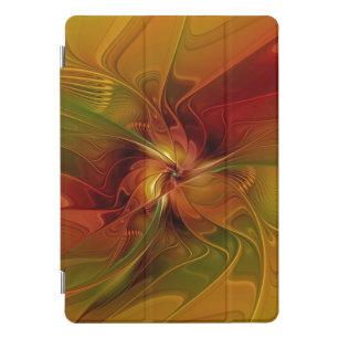 Protection iPad Pro Cover Abstrait Rouge Orange Brown Vert Fractal Art Flowe