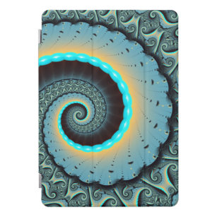 Protection iPad Pro Cover Abstraite spirale d'art fractal bleu turquoise ora