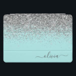 Protection iPad Pro Cover Aqua bleu Turquoise Parties scintillant argent Mon<br><div class="desc">Aqua Blue - Turquoise et Silver Sparkle Parties scintillant Script Monogramme Nom Coque ordinateur portable. Cela rend le cadeau parfait pour 16 ans,  mariage,  douche nuptiale,  anniversaire,  baby shower ou bachelorette pour quelqu'un qui aime le luxe glam et les styles chic.</div>