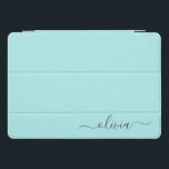 Protection iPad Pro Cover Aqua Blue Turquoise Moderne Script Girl Monogramme<br><div class="desc">Aqua Blue Turquoise Simple Script Monogramme Nom Coque ordinateur portable. Cela rend le cadeau parfait pour 16 ans,  mariage,  douche nuptiale,  anniversaire,  baby shower ou bachelorette pour quelqu'un qui aime le luxe glam et les styles chic.</div>