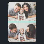 Protection iPad Pro Cover Aqua Blue Two Photo Collage Personnalisé iPad Pro<br><div class="desc">Couverture iPad Pro personnalisable avec collage photo à deux avec accent bleu aqua. Cette couverture photo personnalisée iPhone Pro est une façon parfaite de présenter vos photos de famille.</div>