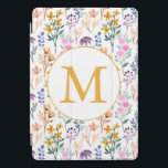 Protection iPad Pro Cover Aquarelle colorée Fleur de printemps Motif Monogra<br><div class="desc">Motif d'aquarelle coloré du jardin de printemps personnalisé Monogramme Coque de tablette</div>