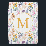 Protection iPad Pro Cover Aquarelle colorée Fleur de printemps Motif Monogra<br><div class="desc">Motif d'aquarelle coloré du jardin de printemps personnalisé Monogramme Coque de tablette</div>