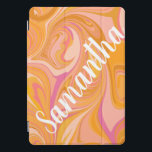 Protection iPad Pro Cover Art Abstrait de marbre en marbre jaune<br><div class="desc">Protégez votre tablette avec style grâce à cette oeuvre en marbre abstrait colorée en jaune,  orange et rose vif,  personnalisée avec votre nom.</div>
