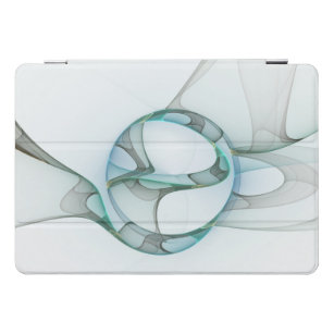 Protection iPad Pro Cover Art Abstrait moderne Fractal Bleu Turquoise Gris