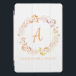 Protection iPad Pro Cover Boho floral de automne élégant Personnalisé<br><div class="desc">Jolie couronne florale aquarelle peinte à la main dans de jolies couleurs automnales,  personnalisée avec votre nom et votre initiale.</div>