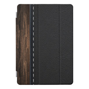 Protection iPad Pro Cover Bois réaliste et texture en cuir piquée