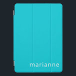 Protection iPad Pro Cover Couleur solide turquoise mignonne Nom personnalisé<br><div class="desc">Cute Turquoise couleur solide Nom personnalisé iPad Pro Couverture</div>