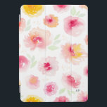 Protection iPad Pro Cover Couverture Motif Monogram iPad Pro<br><div class="desc">Couverture professionnelle iPad féminin avec motif pivoines roses. Personnalisez en ajoutant un monogramme. Le monogramme est situé en bas à droite du couvercle.</div>
