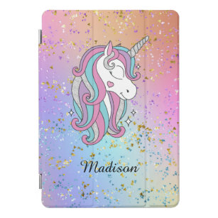 Protection iPad Pro Cover Cute Unicorn Ombre Rainbow Parties scintillant Spa