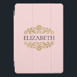 Protection iPad Pro Cover Elégant Monogram Navy Blue Gold Chic iPad Pro Cove<br><div class="desc">Un élégant coque ipad rose et or. Idéal pour retourner à l'école. Ajoutez votre nom entre la floraison dorée sur le devant. Conçu pour vous par Blackberry Boulevard.</div>