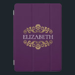 Protection iPad Pro Cover Élégant Monogramme violet Gold Chic iPad Pro Couve<br><div class="desc">Un élégant coque ipad violet et or. Idéal pour retourner à l'école. Ajoutez votre nom entre la floraison dorée sur le devant. Conçu pour vous par Blackberry Boulevard.</div>