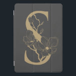 Protection iPad Pro Cover Élégant S Boho Floral Monogramme initial Gris Or<br><div class="desc">Elegant S Boho Floral Monogram Initial Grey Gold *chaque lettre a sa propre liste; si votre lettre n'est pas encore disponible,  s'il vous plaît envoyez-moi un message et je le déplacerai en haut de la liste.</div>