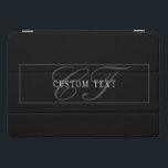 Protection iPad Pro Cover Élégant Script Monogramme modifiable noir gris bla<br><div class="desc">Design de texte élégant,  personnaliser comme vous voulez!</div>