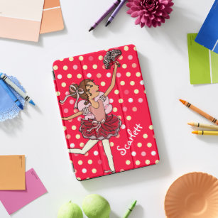 Protection iPad Pro Cover Enfants filles nommé ballerina pois rouge