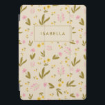 Protection iPad Pro Cover Fleurs de printemps rose vert Floral Nom personnal<br><div class="desc">Fleurs de printemps rose vert Floral Nom personnalisé Coque de la tablette</div>