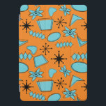 Protection iPad Pro Cover Formes atomiques MCM Turquoise sur orange<br><div class="desc">Formes et icônes modernes dessinées à la main au milieu du siècle et numérisées pour concevoir des motifs sans faille</div>
