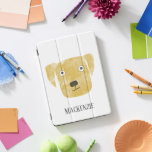 Protection iPad Pro Cover Golden Labrador Retriever Chien Nom<br><div class="desc">Un chien de Golden Labrador Retriever pour vous faire sourire. Protégez et fabulez votre iPad en même temps. Modifiez ou supprimez le nom à customiser. Art original de Nic Squirrell.</div>