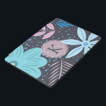 Protection iPad Pro Cover Grand monogramme bleu moderne de rose de motif de<br><div class="desc">Conception moderne et assez florale avec le monogramme rose.</div>