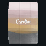 Protection iPad Pro Cover Grilles d'aquarelle Abstraite Ombre dans Dusty Lil<br><div class="desc">Un design simple et moderne de brosses aquarelles dans une palette de couleurs assez muettes de gris,  d'or et de rougeur,  personnalisées avec votre nom.</div>