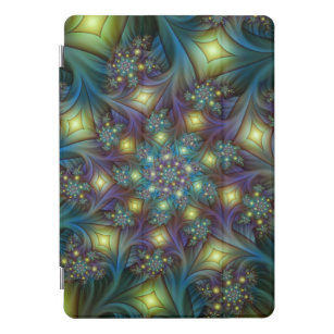 Protection iPad Pro Cover Illuminé Abstrait brillant Turquoise violet Fracta