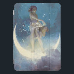 Protection iPad Pro Cover Illustration d'affichage de la stars<br><div class="desc">Vintage illustration of a female,  representing spring,  standing on the crescent moon,  scattering stars throughout the sky. Painting by American artist Edwin Blashfield (1927).</div>