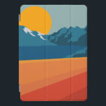 Protection iPad Pro Cover Illustration du paysage de la montagne Retro Orang<br><div class="desc">Ce coque ipad élégant présente une illustration colorée et audacieuse d'un paysage de montagne rétro en rouge,  orange et bleu.</div>