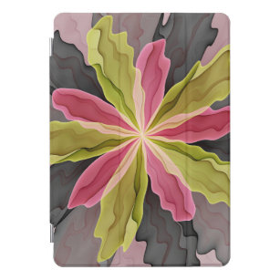 Protection iPad Pro Cover Joy, Vert rose Anthracite Imaginaire Fleur Fractal