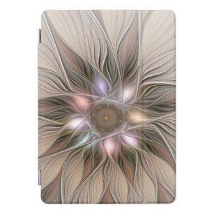 Protection iPad Pro Cover Joyeuse Fleur Abstrait Beige Brown Floral Fractal