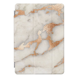 Protection iPad Pro Cover Marbre Rose Gold Strokes Pierre Or Abstrait