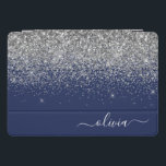 Protection iPad Pro Cover Monogramme à Parties scintillant étincelante en ar<br><div class="desc">Argent et Marine Blue Faux Foil Parties scintillant à étincelle métallique Script Monogramme Nom Coque d'ordinateur portable. Cela rend le cadeau parfait pour 16 ans,  mariage,  douche nuptiale,  anniversaire,  baby shower ou bachelorette pour quelqu'un qui aime le luxe glam et les styles chic.</div>