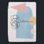Protection iPad Pro Cover Monogramme Abstrait de formes bleues blanches et r<br><div class="desc">Le design se compose d'un groupe amusant de formes abstraites contemporaines de type minimaliste,  rose,  bleu et noir. Customisez le nom du choix. Excellente idée cadeau pour toutes les occasions.</div>