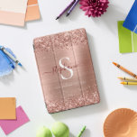 Protection iPad Pro Cover Monogramme Rose Gold Faux-Parties scintillant Girl<br><div class="desc">Cette fabuleuse housse iPad présente un arrière - plan en métal brossé or rose avec des bordures de Faux-Parties scintillant scintillantes. Ajoutez votre nom et votre initiale pour une touche personnelle. Parfait pour être élégant en déplacement.</div>