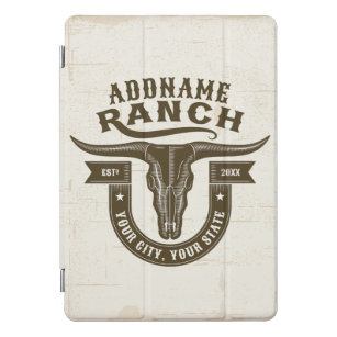 Protection iPad Pro Cover NOM personnalisé Bull Steer Skull Western Ranch