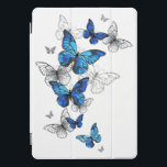Protection iPad Pro Cover Papillons volants bleus Morpho<br><div class="desc">Flying Blue Butterflies morpho and white butterflies on a un arrière - plan abstrait léger. Morpho. Design avec morpho de papillons bleus.</div>