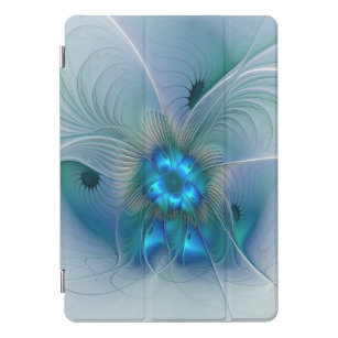Protection iPad Pro Cover Position, Abstrait bleu turquoise fractal