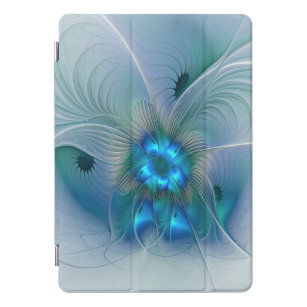 Protection iPad Pro Cover Position, Abstrait bleu turquoise fractal