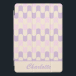 Protection iPad Pro Cover Retro Pastel Géométrique Rose violet Personnalisé<br><div class="desc">Cette coque ipad élégante dispose d'un motif moderne rétro du milieu du siècle en rose pastel et lilas,  personnalisé avec votre nom. Super idée cadeau !</div>