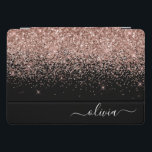 Protection iPad Pro Cover Rose Gold Blush Pink Parties scintillant Script Mo<br><div class="desc">Rose Gold - Blush Pink and Black Sparkle Parties scintillant Script Monogramme Nom Coque ordinateur portable. Cela rend le cadeau parfait pour 16 ans,  mariage,  douche nuptiale,  anniversaire,  baby shower ou bachelorette pour quelqu'un qui aime le luxe glam et les styles chic.</div>