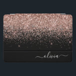 Protection iPad Pro Cover Rose Gold Blush Pink Parties scintillant Script Mo<br><div class="desc">Rose Gold - Blush Pink and Black Sparkle Parties scintillant Script Monogramme Nom Coque ordinateur portable. Cela rend le cadeau parfait pour 16 ans,  mariage,  douche nuptiale,  anniversaire,  baby shower ou bachelorette pour quelqu'un qui aime le luxe glam et les styles chic.</div>