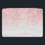 Protection iPad Pro Cover Rose Parties scintillant or marbre étincelant Nom<br><div class="desc">Rose Gold Parties scintillant Sparkle Marble Nom personnalisé coques ipad et couvertures dispose d'une jolie parties scintillant en or rose et motif en marbre avec votre nom personnalisé. Personnalisé en modifiant le texte dans la zone de texte fournie. Conçu par ©Evco Studio www.zazzle.com/store/evcostudio</div>