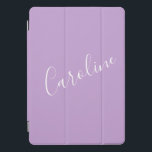 Protection iPad Pro Cover Script Lilac Purple Couleur Solide Nom Personnalis<br><div class="desc">Couvercle Lilac violet couleur solide Nom personnalisé iPad Pro</div>